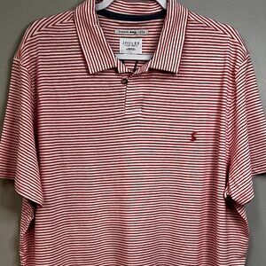 Joules Hatton Slim Fit Linen-Blend Shirt Size XXL in Orange Thin Stripe